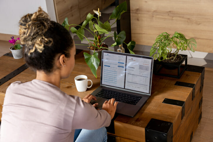 A woman comparing savings accounts.